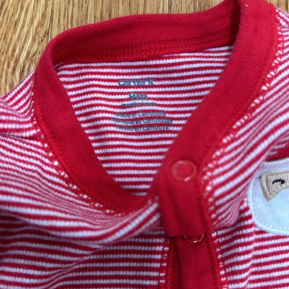 Carter’s Santa Stripe Footy Pajama 9 Months - Picture 2 of 2
